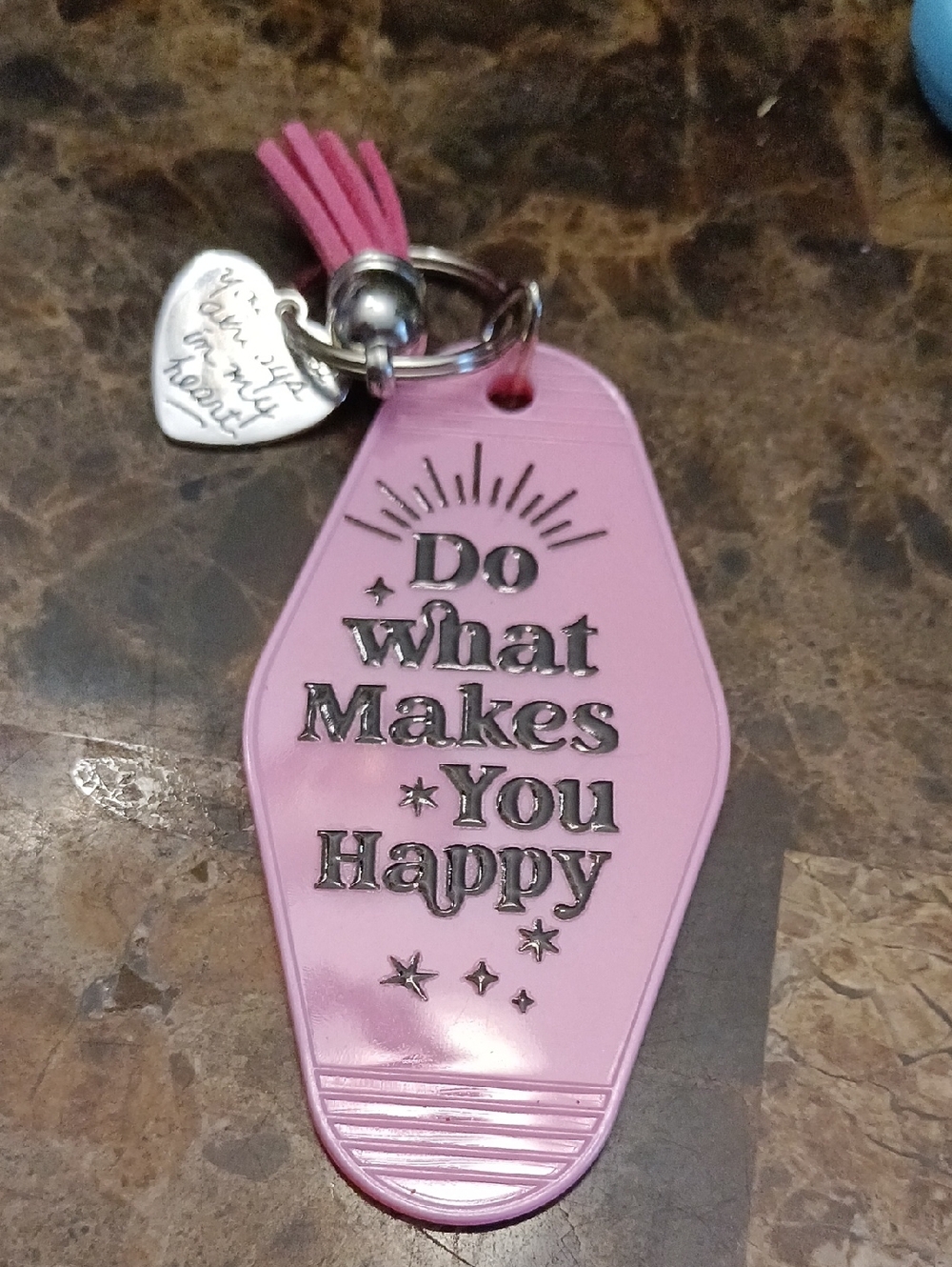 Pink Keychain with Inspirational Quote